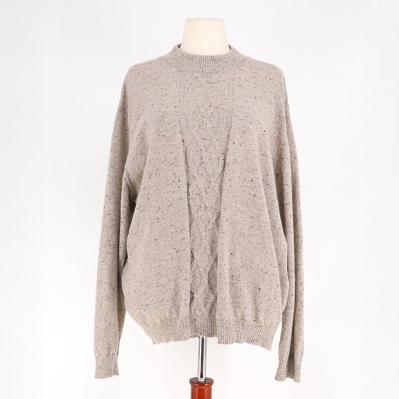 KUNA Baby Alpaca Blend Speckled Cable Knit Sweater Light Beige Tan Size XXL - Picture 1 of 7